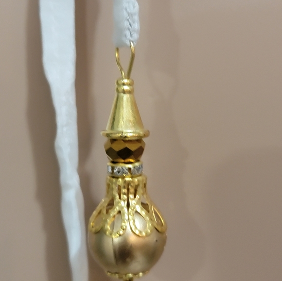 Manish Vaid Embellished Dress, the dress is the color white with gold beading. - Picture 6 of 9